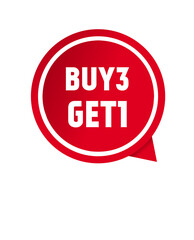 Buy 3 get 1 vector design template. Speech bubble icon. Modern vector.