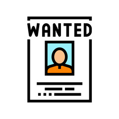 wanted poster crime color icon vector illustration