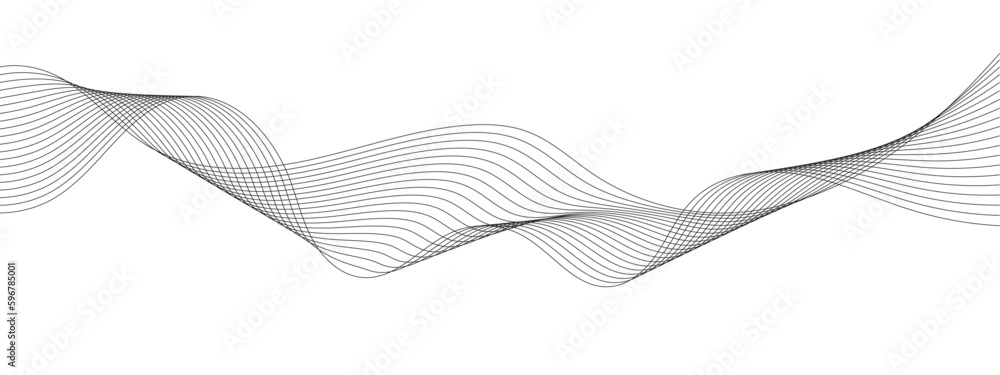 Poster Abstract grey smooth element swoosh speed wave modern stream background. Abstract wave line for banner, wallpaper background with wave design. Abstract business wave curve lines background.