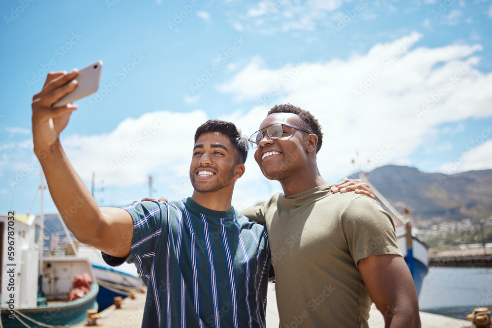 Sticker Selfies with my best bro. Shot of two young men taking selfies together outdoors.