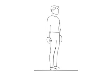 A man stands at an obtuse angle. Angles one-line drawing