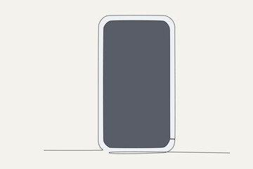 Colored illustration of a mobile phone form a straight angle. Angles one-line drawing