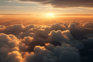Aerial perspective of sunrise clouds. Generative AI