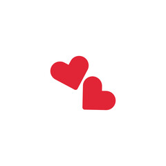 Two hearts icon, vector isolated love red smbol. - 596790232
