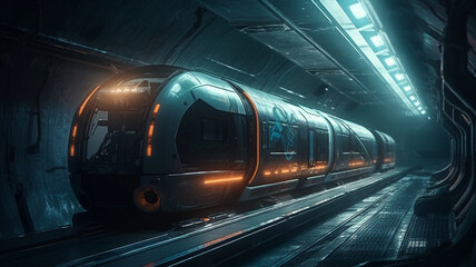 A modern train against the backdrop of a beautiful landscape. nature in the background