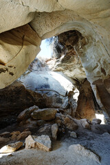 White chalk bell caves Luzit in Israel - a place of life of ancient people