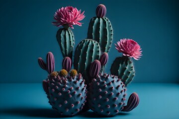 Vibrant Cactus Plant Standing Out with Its Colors Against the Background