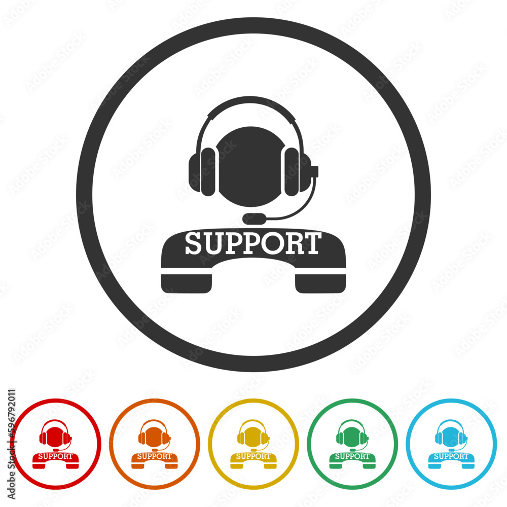 Poster support service icon. set icons in color circle buttons