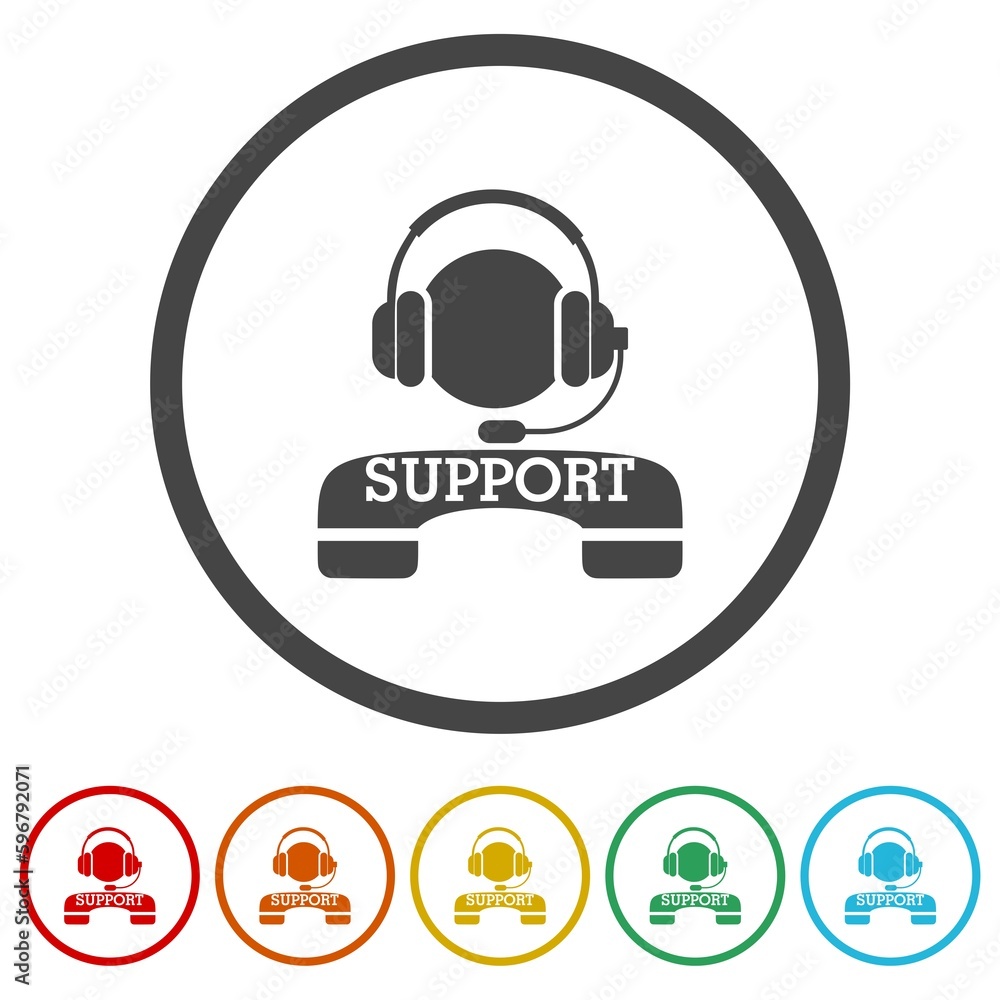 Poster support service icon. set icons in color circle buttons