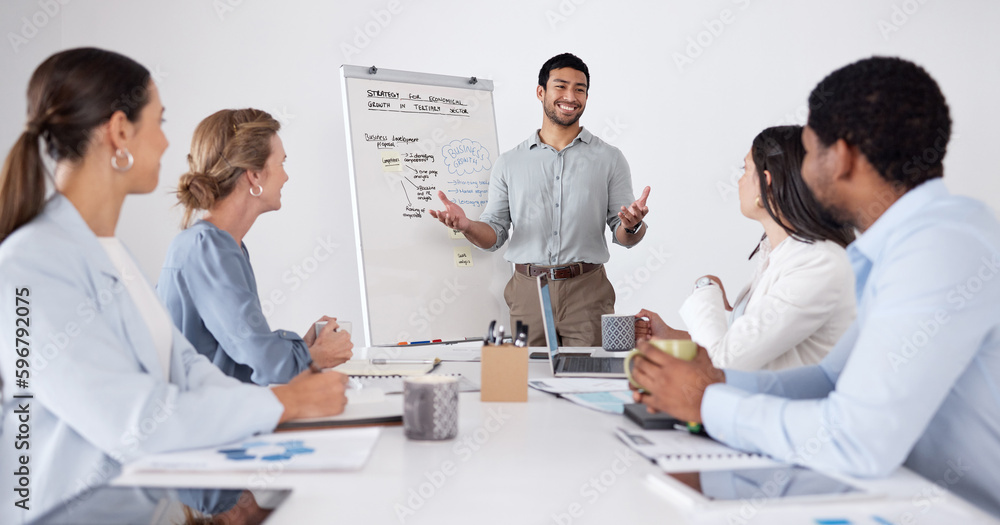 Canvas Prints Hes got all the answers. Cropped shot of a handsome young businessman giving a presentation in the boardroom.