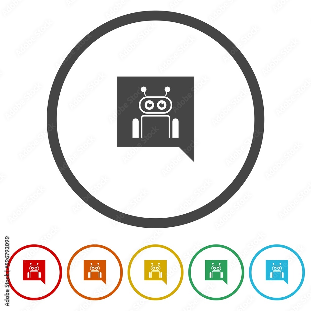 Poster chat bot sign icon. set icons in color circle buttons