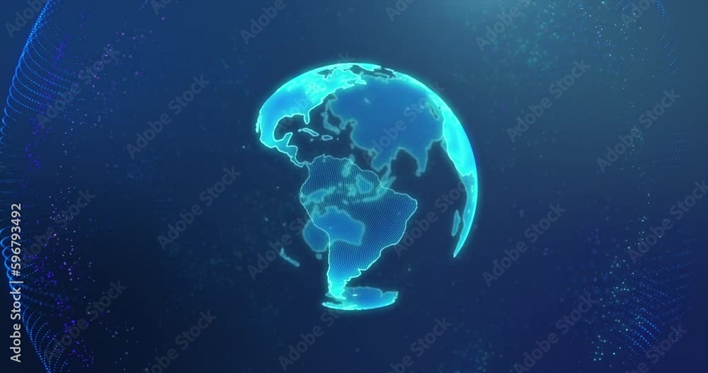 Wall mural rotating digital earth.repeatable footage. zoom out from earth. global network and digital data tech