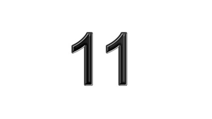 11 black lettering white background year number