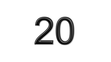 20 black lettering white background year number