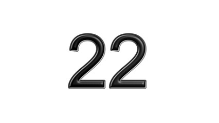 22 black lettering white background year number