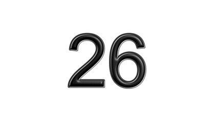 26 black lettering white background year number