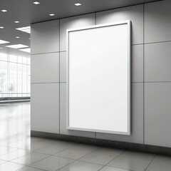 Blank billboard advertising frame on wall in office space for mock up. Generative Ai.