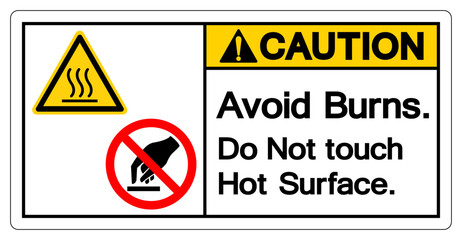 Caution Avoid Burns Do Not touch Hot Surface Symbol Sign, Vector Illustration, Isolate On White Background Label .EPS10