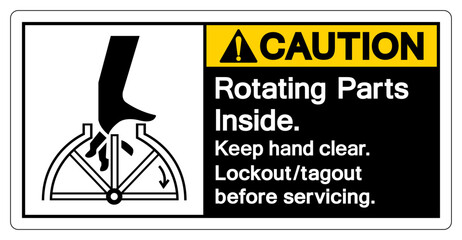 Caution Rotating Part Inside Keep Hand clear Symbol Sign, Vector Illustration, Isolate On White Background Label .EPS10