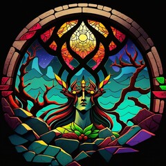 stained glass window in church Generative AI