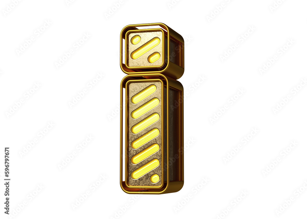 Poster gold shining neon font exclamation point. nice typeface for creating titles, ad headers and eye-catc