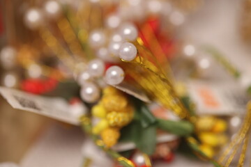 artificial decorative flowers used by beauticians for bridal hair do.