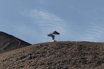 christian cross in Azapa valley, on top of Cerro Sombrero