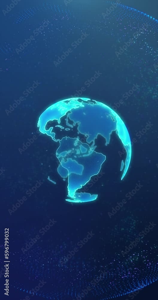 Wall mural rotating digital earth. zoom out from earth. global network and digital data technology concepts. ve