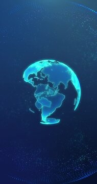 Rotating digital earth. Zoom out from earth.
Global network and digital data technology concepts. Vertical video.