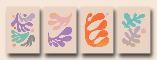 Fototapeta na wymiar Contemporary organic shapes posters. Abstract modern trendy Matisse inspired minimal designs, Hand drawn Underwater floral retro art prints. pastel colors.