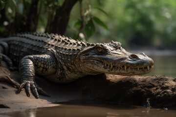 Fototapeta premium AI Generative - Bask in the Beauty of Southeast Asia's Siamese Crocodile
