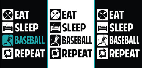 Baseball t-shirt. Eat sleep baseball repeat t-shirt design, print for posters, clothes, advertising, Eat sleep repeat t-shirt.
