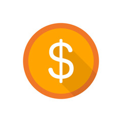 Modern dollar coin icon. Currency. Assets. Vector.