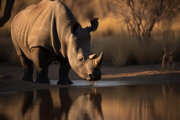 AI Generative - Protect the Rhinos Fresh Water is Key!