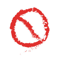 Prohibited mark icon drawn with a brush. Vector.