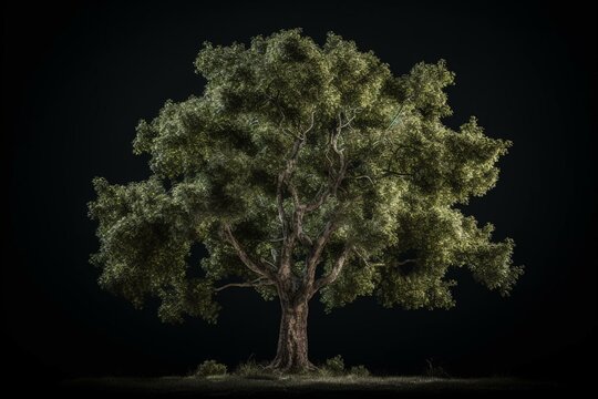 Single elm tree standing alone. Generative AI