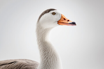 Obraz premium Portrait of a white goose on a white background. Isolated. created with generative AI