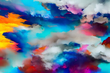 Colorful colorful background. Strokes with a wide brush, acrylic paints. 