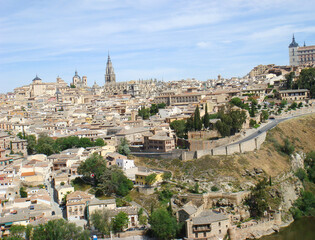 Fototapeta na wymiar Panoramic view of the city on the sunny day. Toledo. Spain.