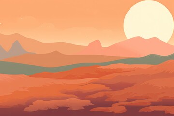 Mountain landscape in an earth color palette, minimalist, generative ai