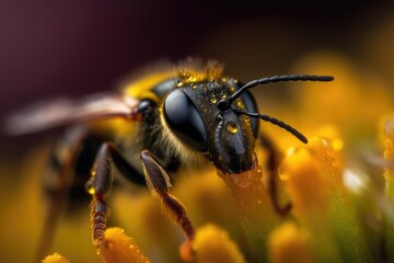 Bee, macro photography, close up shallow focus. Generative AI