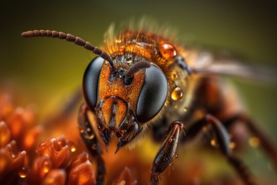 Bee, macro photography, close up shallow focus. Generative AI