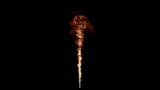 Video effect flamethrower with smoke. 3d HQ animation in 4K resolution, 60fps with alpha channel (transparency).