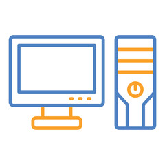 Computer Blue & Orange Line Icon