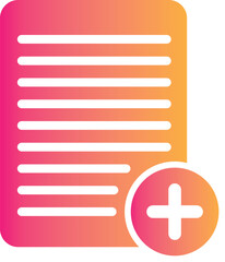 Obraz premium Plus add gradient Business paper document icon. Document file icon. Gradient style icon. Vector Illustration