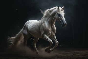 Obraz na płótnie Canvas A galloping milky equine creature. Generative AI