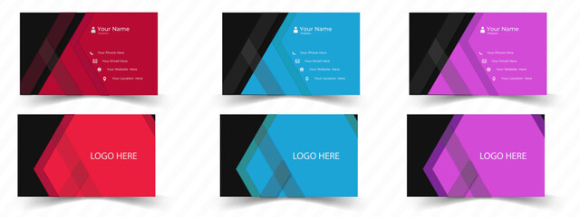 Fototapeta premium Modern and simple business card design, Double-sided creative business card vector design template, Modern business card print templates, Horizontal layout, Vector illustration. 