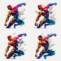 set of silhouettes of snowboard Generative AI