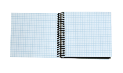 Open blank notepad isolated on white background