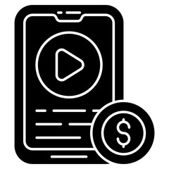 Conceptual flat design icon of mobile paid video 